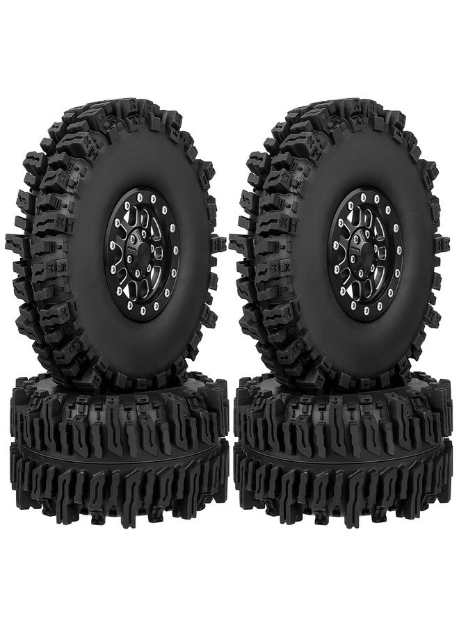 HobbyPark 1.9 Beadlock Wheels for TRX4 Axial SCX10 II III RR10 Wraith Redcat Gen 8 Gen 7 RC4WD 1/10 Scale RC Crawler Car (Black Ring w/Tires) - Image 1